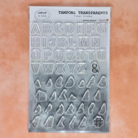Alphabet Evidé et Demi Hachuré - Tampon Clear