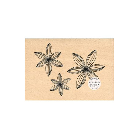 Fleurs Etoilées - Tampon Bois